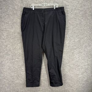 Lands' End Dress Pants Women 20W Plus Black High Rise Pleated Cotton Skinny